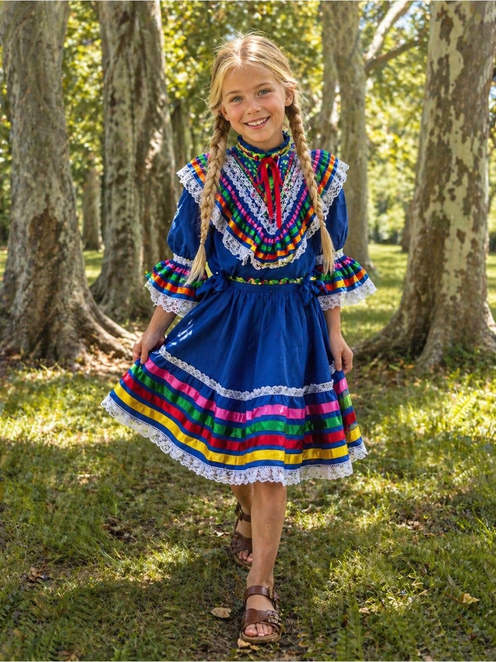 Girls Folklorico Dress Traditional Mexican Dress Cinco de Mayo Dress